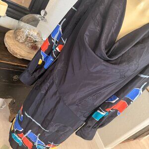 WARREN Z Color Block SILK DRESS Long Sleeve below the knee in length